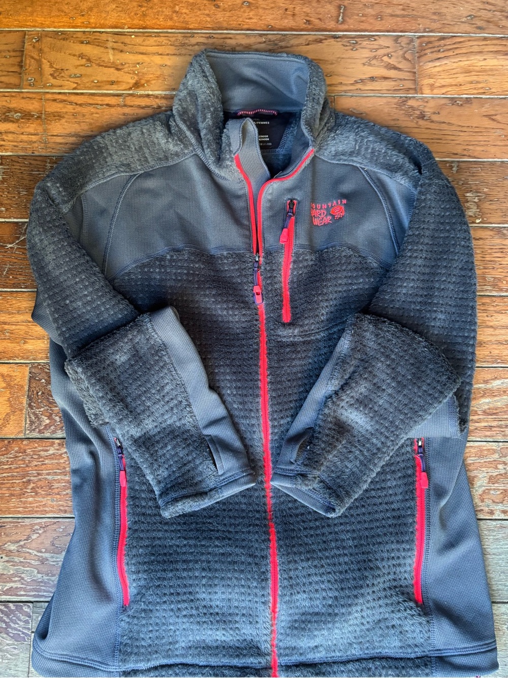 Women’s Gray Fleece Jacket with Neon Accents
